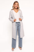 Contrast Trim Coatigan - Light Grey