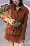 Faux Suede Shacket - Copper Tan