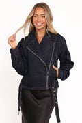 Denim Moto Jacket - Dark Indigo
