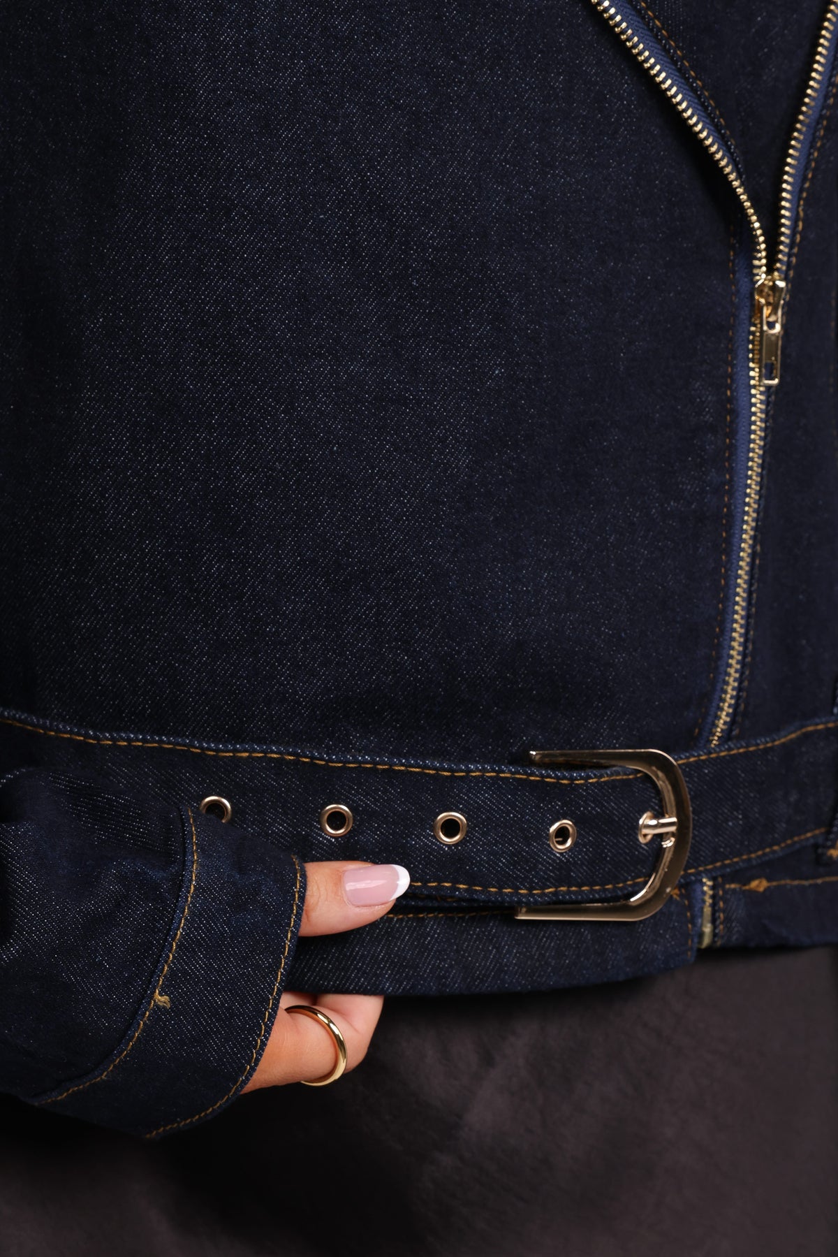 Denim Moto Jacket - Dark Indigo