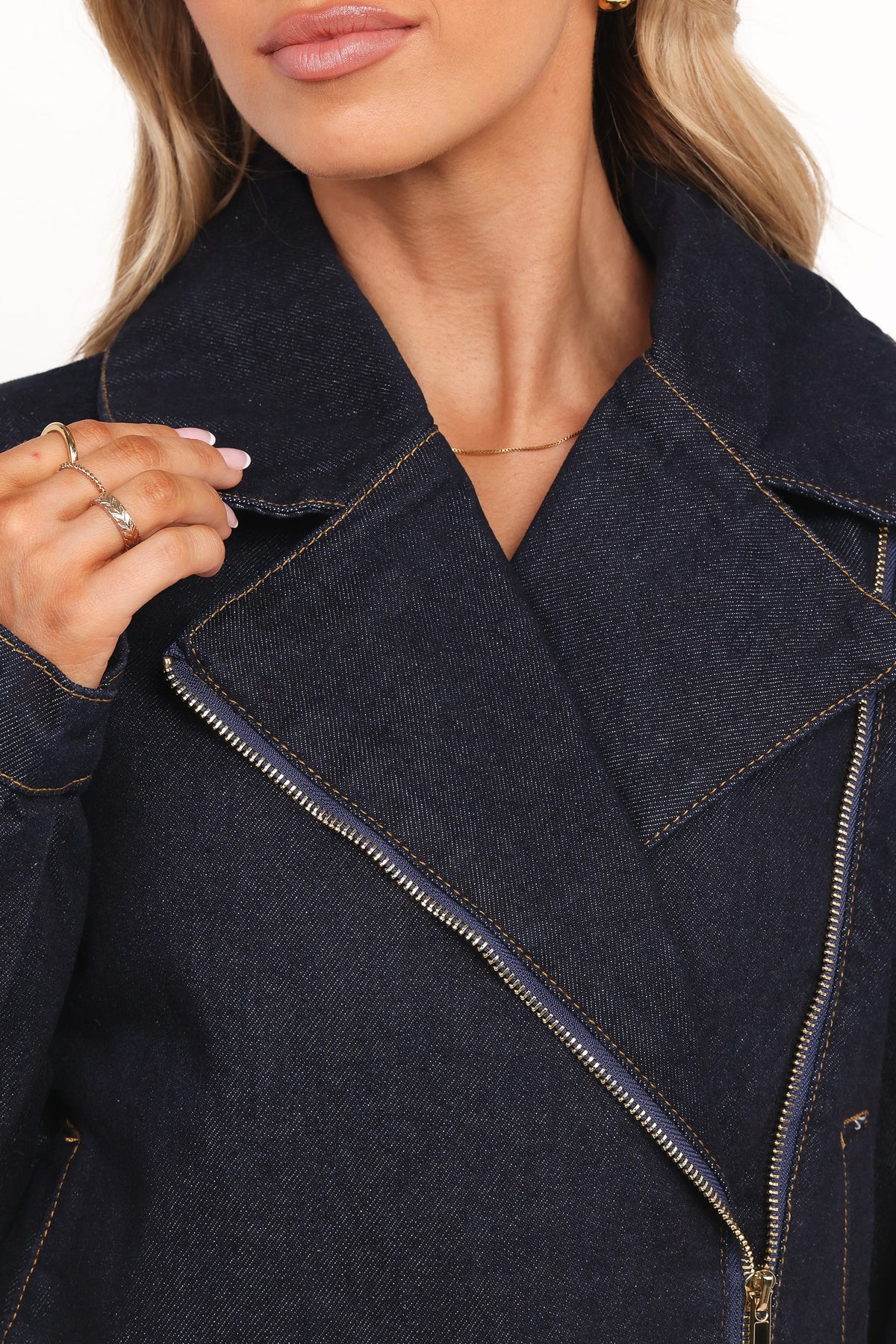 Denim Moto Jacket - Dark Indigo