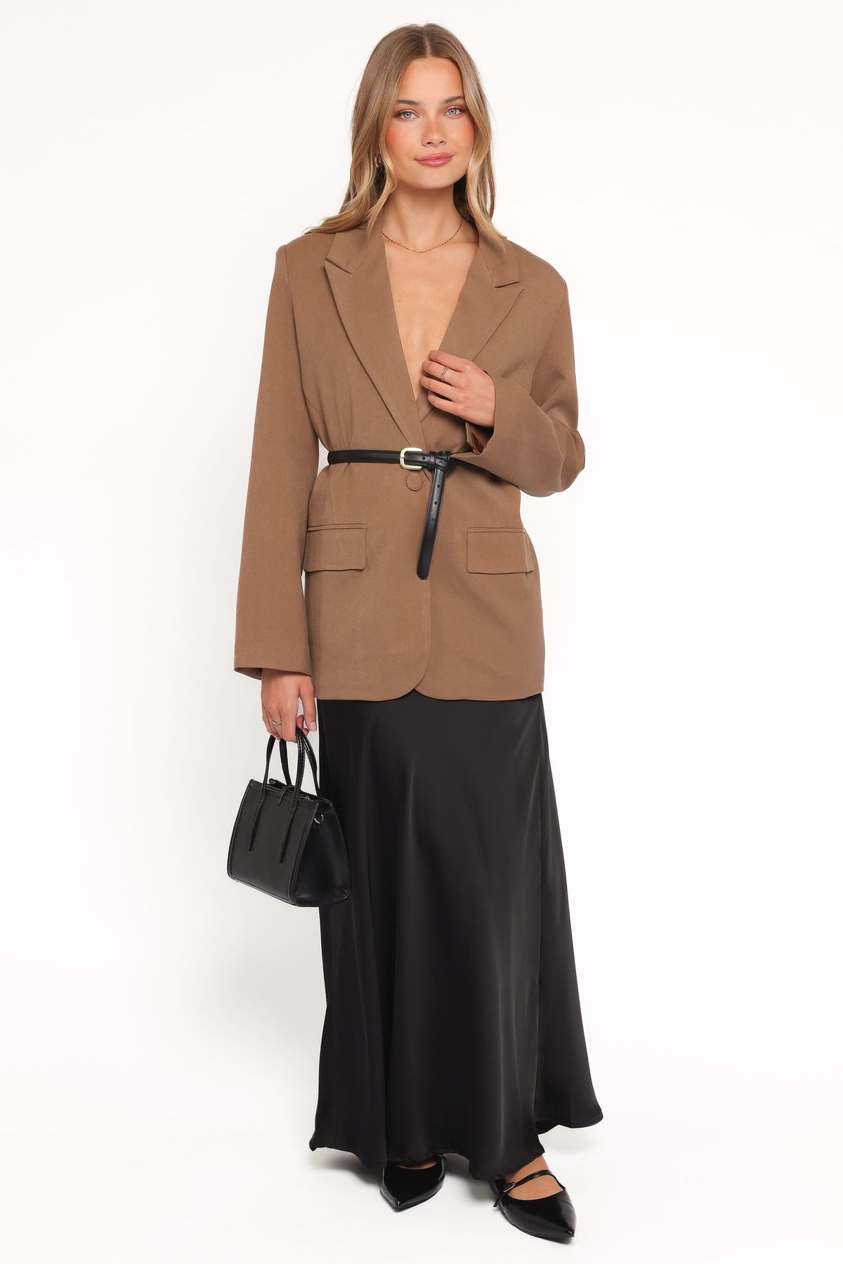 Tie Back Blazer - Tan