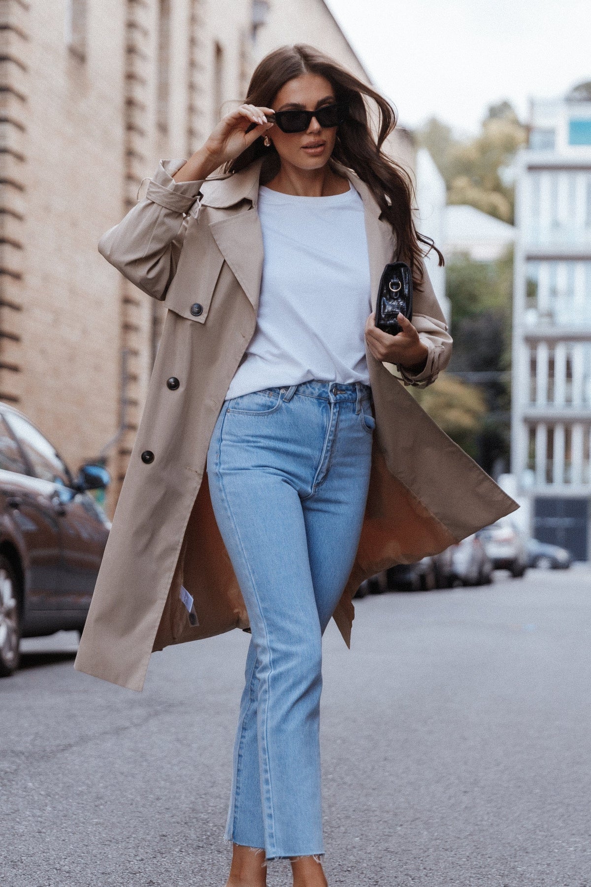 Button Front Trench Coat - Beige