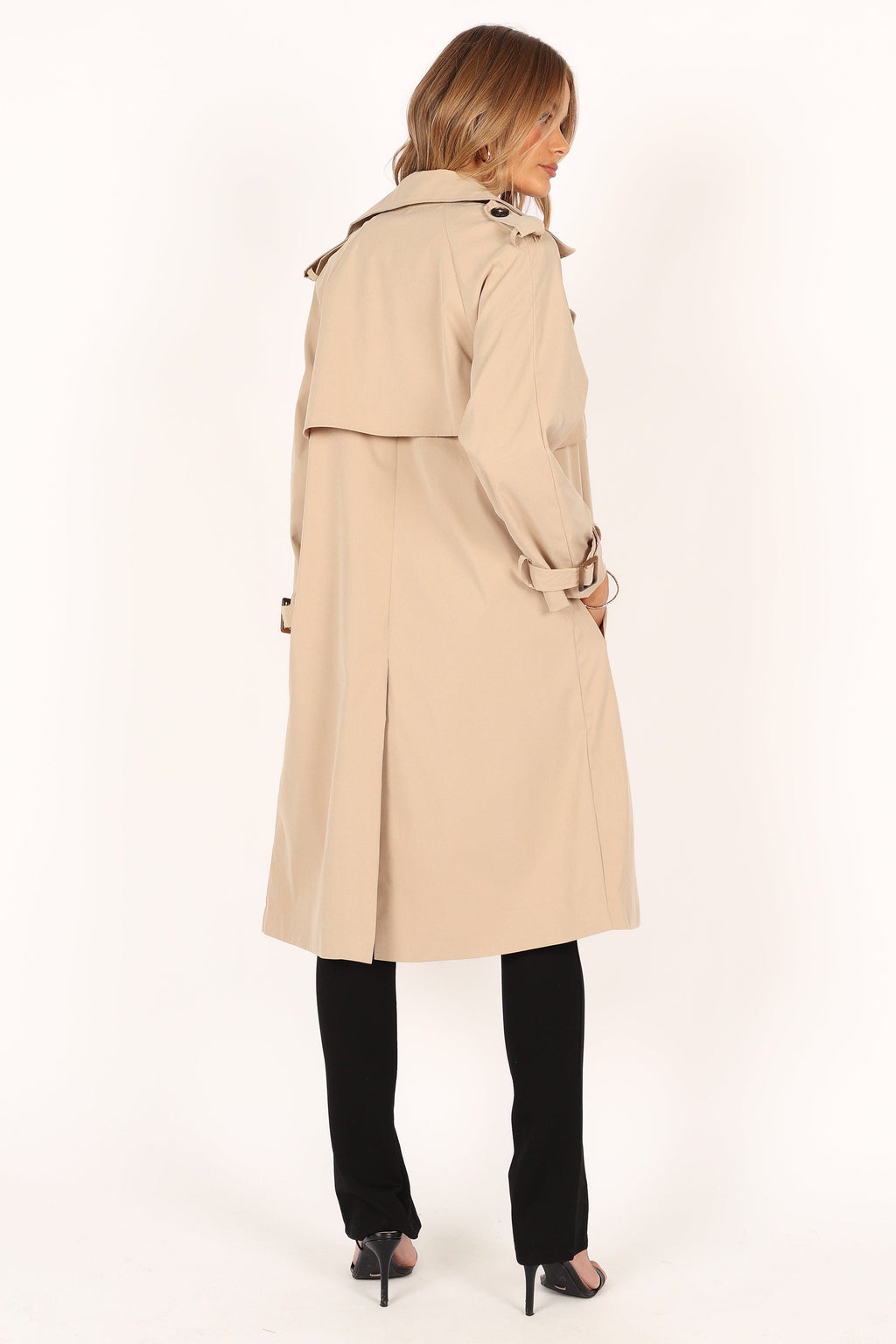 Button Front Trench Coat - Beige