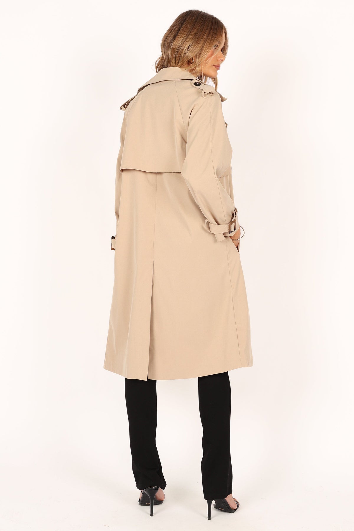 Button Front Trench Coat - Beige