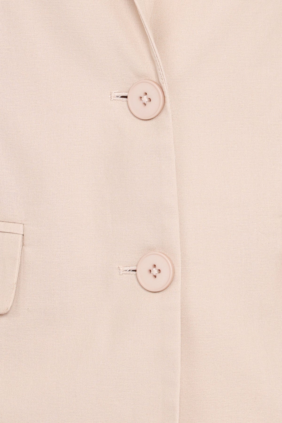 Short Sleeve Blazer Top - Beige